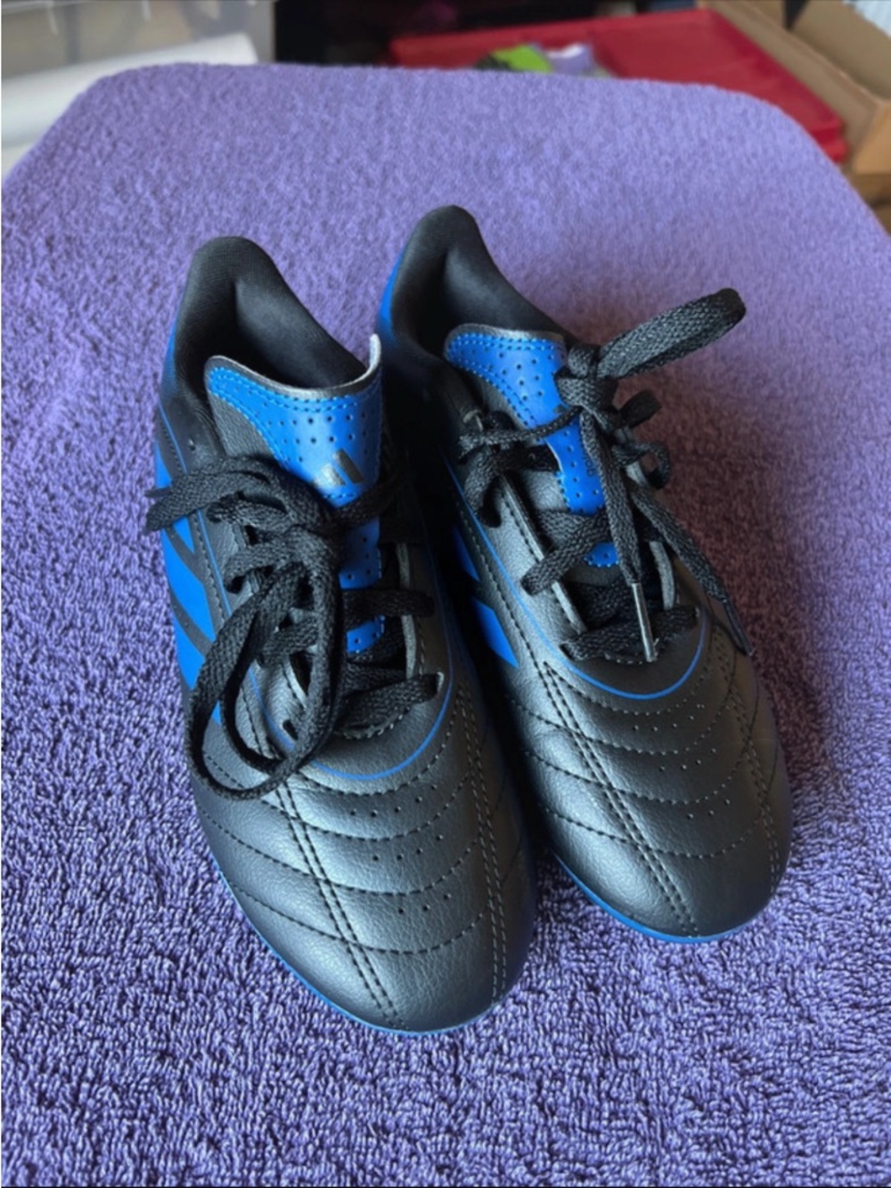 Kids Black and Blue Soccer Cleats - Adidas